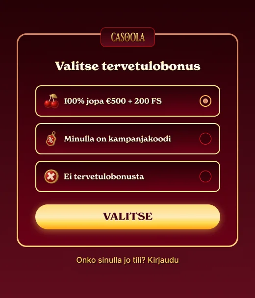 Casoola Casino rekisteröintibanneri ja bonukset euroina
